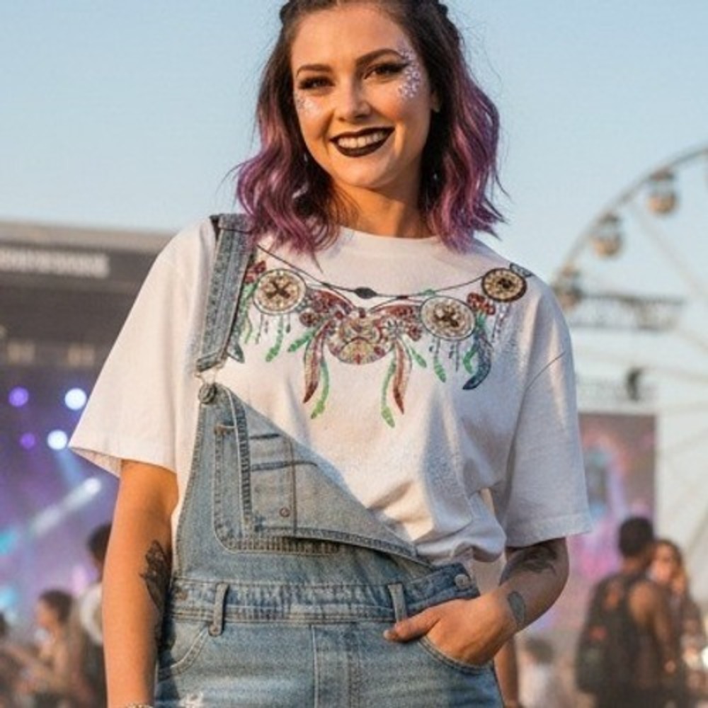 Vintage XL Native American Dream Catcher 100%‎ Cotton USA Made Single Stitch Tee